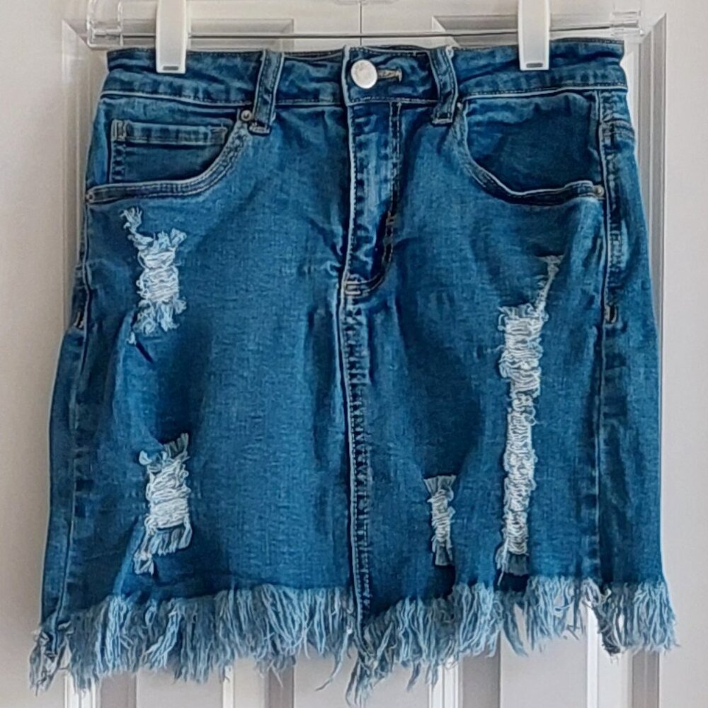 Denim Blvd Distressed Jean Mini Skirt Size S